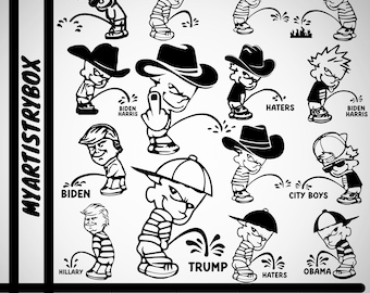Peeing Boy Design: Funny Political Decals, Stickers (SVG PNG EPS)