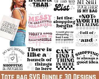 Tote Bag SVG Bundle: Retro & Funny Quote Designs (Digital Download)