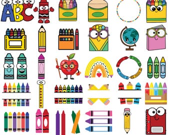 Crayon Split Monogram SVG Bundle: 30 Designs (Instant Download)