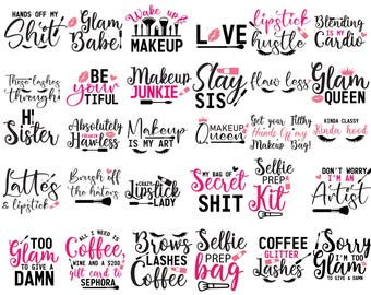 Makeup SVG bundle, Makeup Quotes SVG, Beauty svg, Cosmetics, Mascara svg, Lipstick svg, Makeup Artist Shirt, Cut File Cricut, Makeup Bag Svg