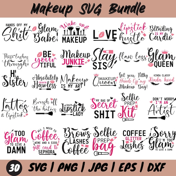 Makeup SVG Bundle| Makeup Bag PNG| Makeup SVG| Makeup Bag Design| Bag Svg| Fashion Svg| Beauty Quote| Cosmetic Bag Svg Png, Instant Download