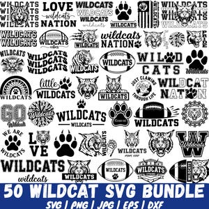 Wildcat Svg Bundle, Wildcats Baseball Svg, Wildcats Football Svg, Wildcat Mascot Svg, Sports Team and School Spirit, Wildcat Face Svg Cricut