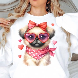 Cute Dog Valentine Coquette Png, Dog Mom Png, Valentine&#39;s Day Png, Dog Paw Print Heart Png, Valentine Shirt Design