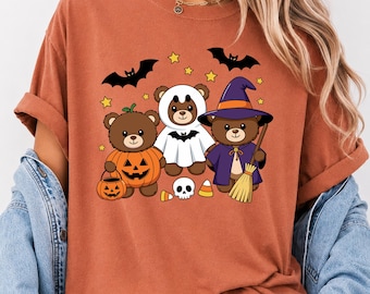Cute Halloween Teddy Bears Costume SVG PNG Ghost Bear Witch Bear Pumpkin Bear Kawaii Halloween Shirt File Silhouette Instant Download