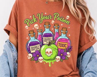 Pick Your Poison SVG PNG Halloween Poison Bottles Toxic Apple Witch Potion Shirt Cricut Cut File Silhouette Instant Download