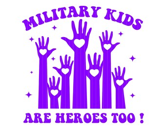Los niños militares también son héroes SVG PNG, diseño morado (archivos digitales)