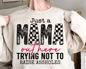 Funny Mom Life SVG PNG, Checkered Mama Design (Digital Download)