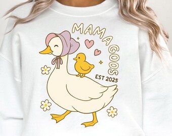 Mama Gans SVG, Muttertag PNG, lustige Mama Rundhalsausschnitt (digitaler Download)