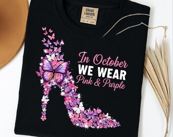 Breast Cancer Awareness Png, Pink Purple Ribbon Design (Digital Download)