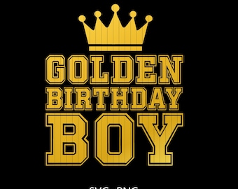 SVG de menino aniversariante de ouro, camiseta de príncipe aniversariante, decoração de festa (PNG)