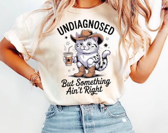 Funny Cat Cowboy Design, Undiagnosed Svg Png (Cricut & Sublimation)