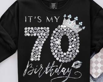 70th Birthday Queen PNG, Diamond Crown Design (PNG File)