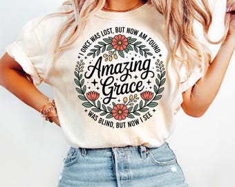 Amazing Grace Floral Christian Design (PNG SVG)