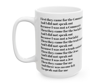 First They Came For, Then They Came for Me, Solid Color, Inspirational Coffee Mug, Poem, Martin Niemöller, Political Freedom, Activist