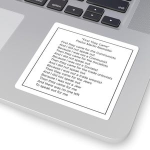 Martin Niemöller Poem Sticker: Inspirational Resist Activist Vinyl