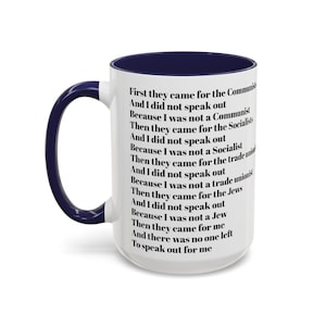 Martin Niemöller Poem Coffee Mug: Inspirational Political Gift