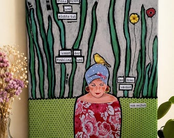 Original Collage auf Leinwand, Unikat,