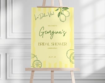 Yellow Bridal Shower Welcome Sign, Italian Summer | Template | Digital File | Instant Download | ChilliPrintsStudio | LUSH CITRUS
