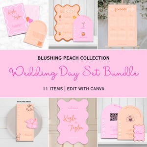 Orange and Pink Colourful Wedding Stationery | Template | Digital File | Instant Download | ChilliPrintsStudio | Blushing Peach