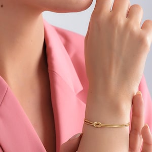 Love Knot Bracelet for Women, Gold Knot Bracelet,Couples Bracelet,Friendship Bracelet,Dainty Tie the Knot Bracelet,Knot Bracelet Snake Chain