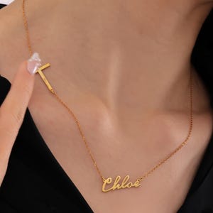 Sideways Cross Necklace, 14k Gold Cross Necklace Women, Dainty Gold Cross Necklace, Dainty Cross Necklace, Crucifix Necklace, Baptism Gift