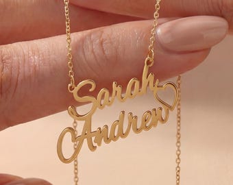 Collar con nombres personalizados para parejas, joyería personalizada con varios nombres, regalo de cumpleaños significativo para mujeres, delicado collar minimalista con nombres para niños.