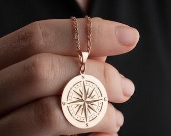 Gold Compass Necklace for Men Compass Pendants Necklace Silver Coordinate Necklace for Adventurer Nautical Necklace Women Gifts For Traveler