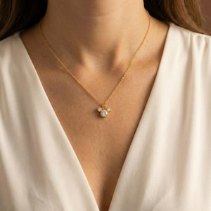 Gold Plated Tiny Mickey Mouse Pave Necklace, Women Necklace, Pendant Necklace, Minimalist Dainty Jewelry, Cute Animal Necklace, Gift for Her