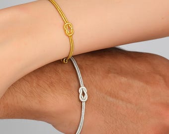Dainty Gold Love Knot Bracelet, Minimalist Snake Chain Knot Jewelry, Couple Friendship Bracelet, Tie the Knot Gift for Women