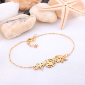 Silber Geburt Blume Armband, Familie Geburt Blume Armband, Geburt Monat Armband, Geburt Monat Blume Armband, kombinierte Geburt Blume Armband