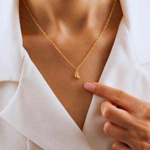 Zierliche Gold Croissant Halskette, 3D Französisch Gebäck Anhänger, Minimalist Foodie Schmuck, Paris Liebhaber Geschenk, Weihnachtsgeschenk für Sie