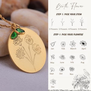 Familienstrauß Blumenhalskette Kombinierte Geburtsblume Geburtsmonat Blumenhalskette Einzigartige Familie Mutter Geschenk Geburtstagsgeschenke für Sie