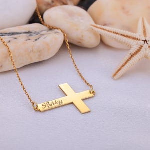 Personalized Cross Necklace with Name Cross Necklace, Custom Name Necklace with Cross Name Necklace, First Communion Gift, Baptism Gift