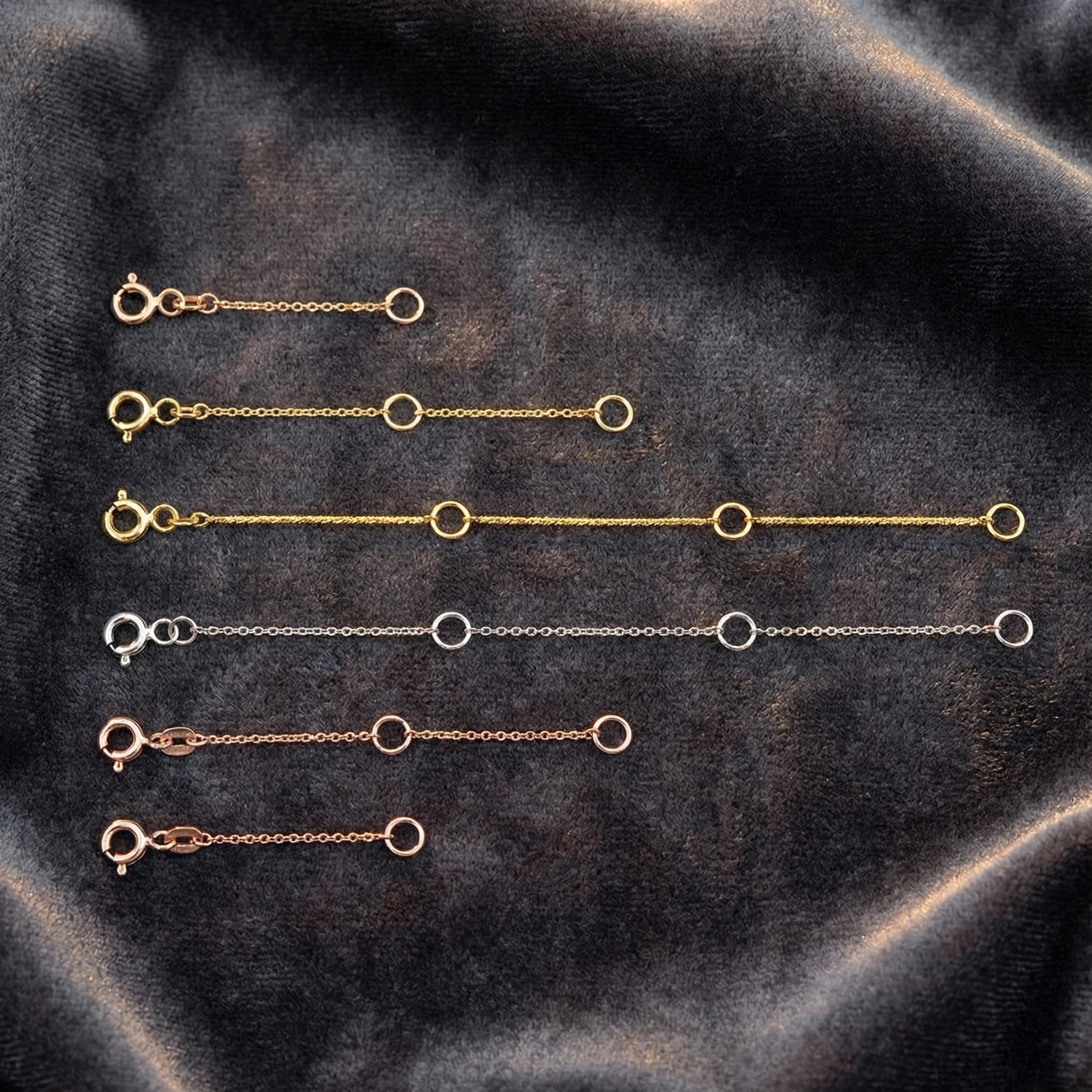ALEXCRAFT 3 stuks kettingverlenging gouden schakelketting zilver 925 sleutelhanger armband ketting verlengkettingen voor het maken van sieraden (1 2 3 inch