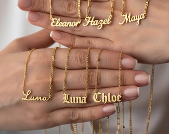 Custom Name Necklace, 18K Gold Plated Name Necklace, Personalized Name Necklace, Birthday Gift for Her, Christmas Gift, Gift for Mom
