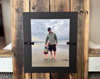 The Natural - Reclaimed Wood Picture Frame with Matting, Acrylic Cover, and Cast Iron Turn Buttons - Made in Montana