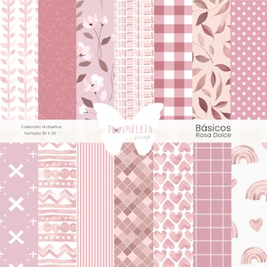 Colección de papeles DIGITAL | ROSA DOLCE| Papeles para Imprimir | Papeles para manualidades | Formato  30 x 30