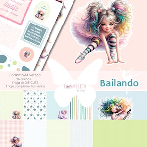Colección de papeles digital | COLECCIÓN BAILANDO | 26 Papeles para imprimir | Formato A4 vertical de Tximeletascrap