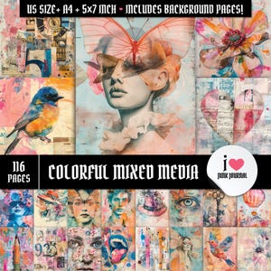 Mixed Media Junk Journal Kit: Vintage Ephemera, Grunge Collage (Digital Download)