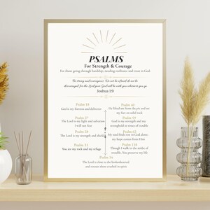 Psalm for Strength and Courage | Bible Verse Print | Encouragement Gift | Encouraging Bible Verse Wall Art | Encouragement Gift