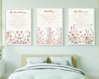 Katolicki druk kwiatowy „Zdrowaś Maryjo”: Religijna dekoracja domu (do pobrania w wersji cyfrowej)