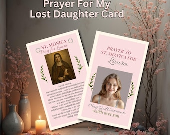 Karta modlitewna św. Moniki dla córki – chrześcijańska pamiątka (cyfrowa)