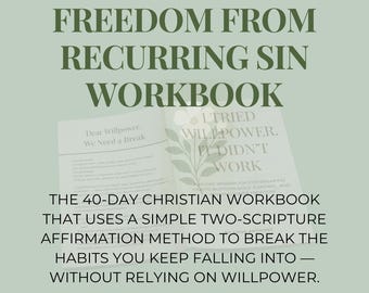 Dziennik afirmacji i zeszyt ćwiczeń do śledzenia nawyków | Chrześcijański przewodnik po refleksji nad samokontrolą (cyfrowy plik PDF)