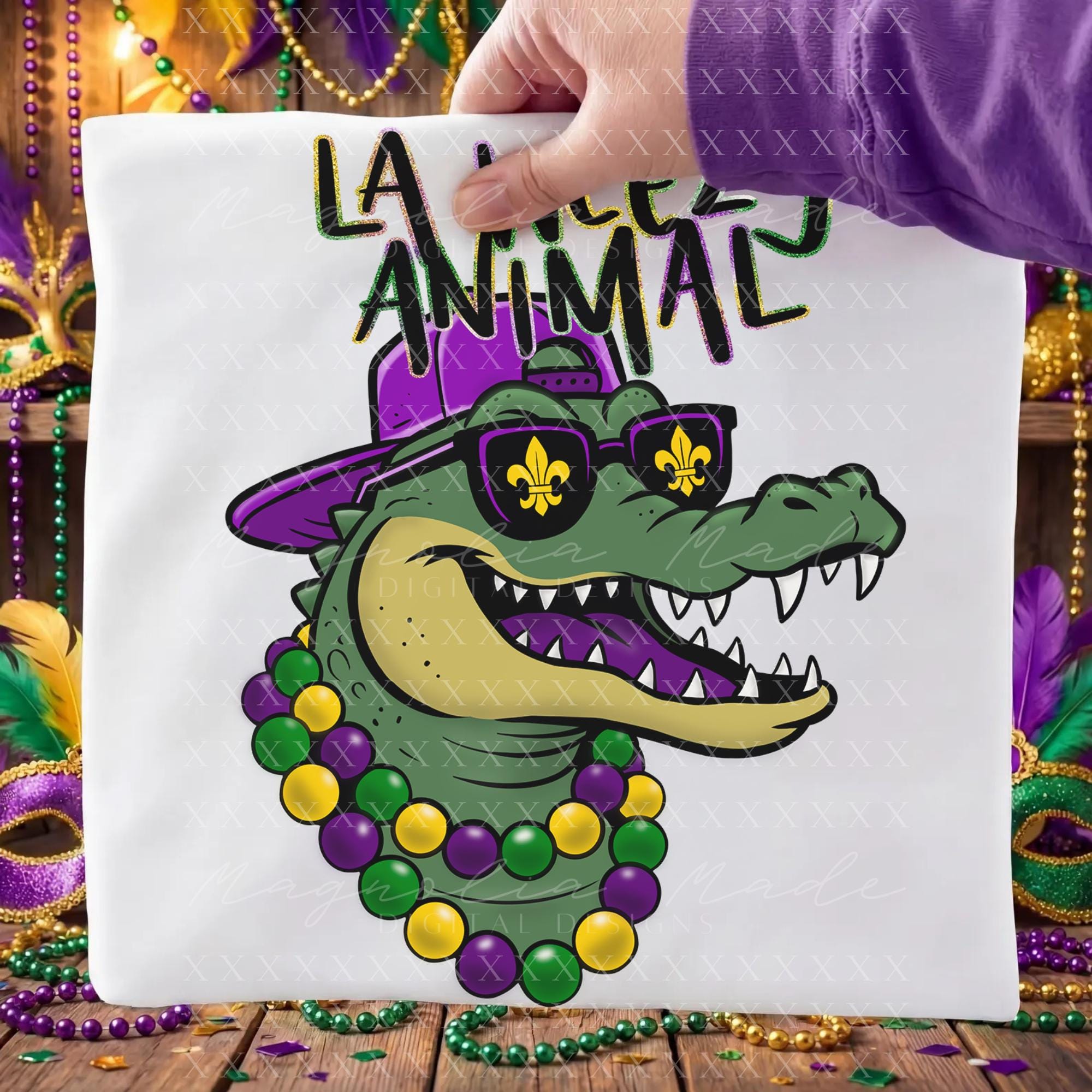T-shirt Bébé Mardi Gras Alligator Dabbing Purple - Taille Toddler - Coton 100% Neuf Avec Étiquettes