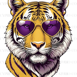 Purple & Gold Tiger PNG: Louisiana Design (Digital Download)