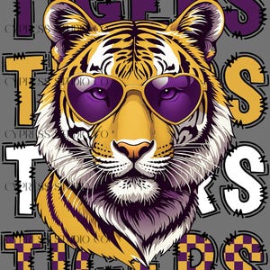 Louisiana Tiger- Purple and Gold- Sports PNG