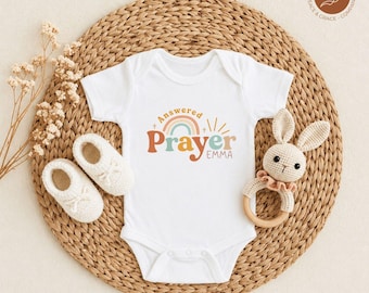 Personalized Answered Prayer Baby Bodysuit, Christian Baby Name Outfit, Custom Faith Baby Bodysuit, Christian Baby Gift, Newborn Gift