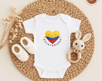 Ecuadorian Baby Bodysuit, Ecuatoriana Baby Outfit, Ecuador Flag Heart Bodysuit, Ecuadorian Baby Gift, Latino Newborn Outfit, Baby Shower