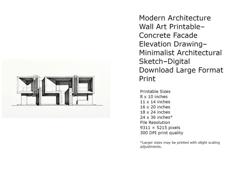 Modern Concrete Facade Elevation Drawing – Minimalist Architectural ...