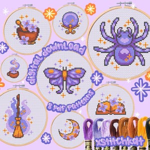 Witchy Cross Stitch Collection // 8 Patterns // Small XStitch Chart // Instant Download PDF // Easy and Beginner Friendly